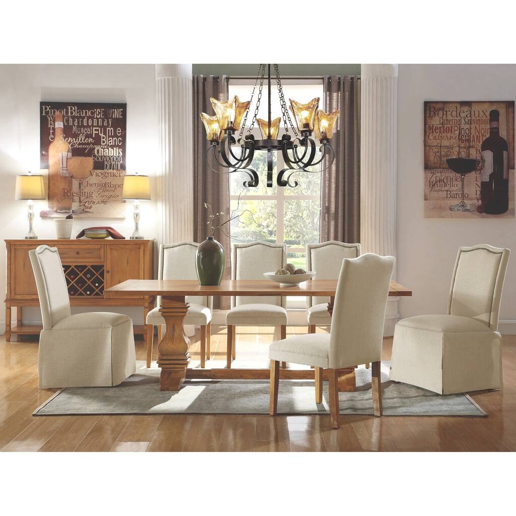 Decorative Home Design Dining Set with Matching Server and Wine Rack