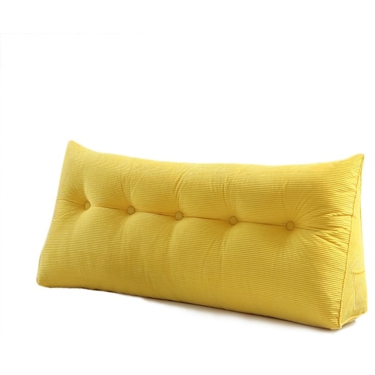 WOWMAX Headboard Wedge Reading Pillow Backrest Back Support Yellow Corduroy