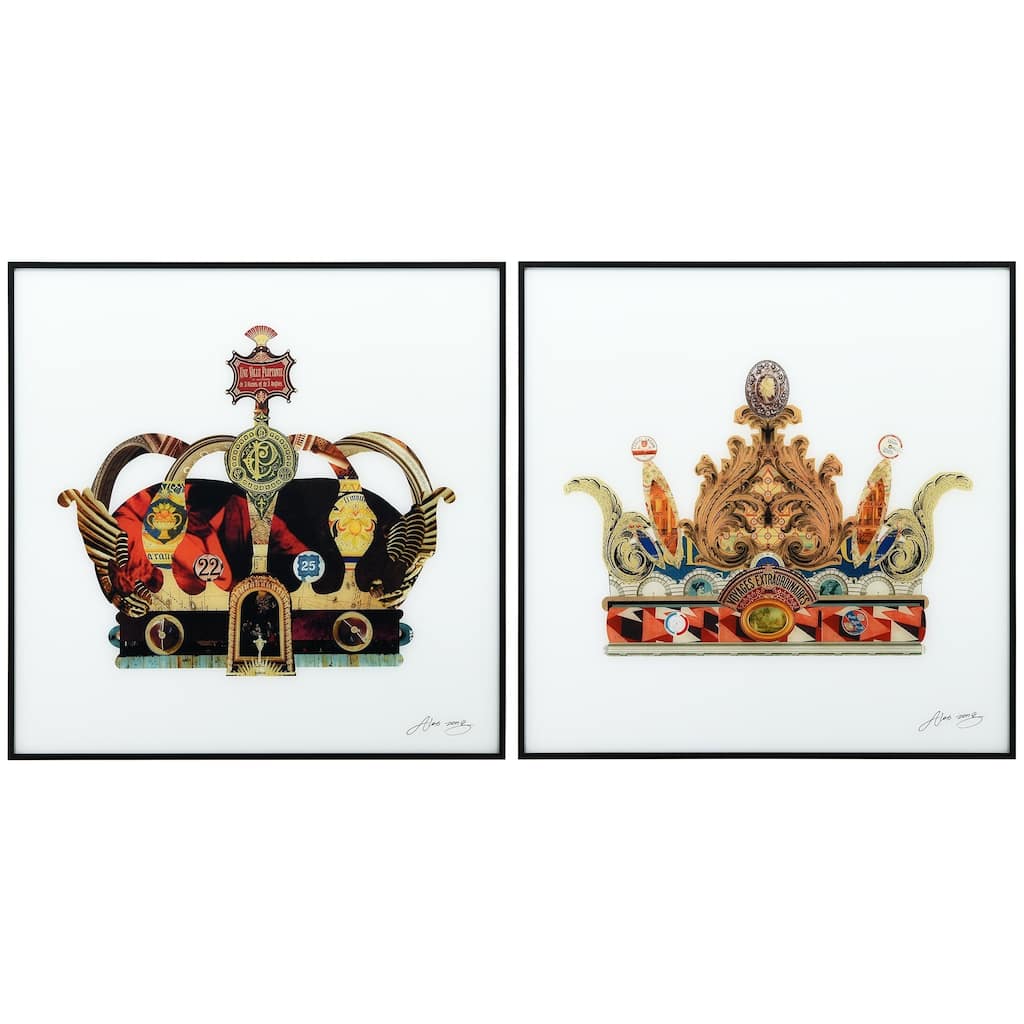"Crowns" Printed Wall Art Glass Encased with Black Anodized Aluminum Frame
