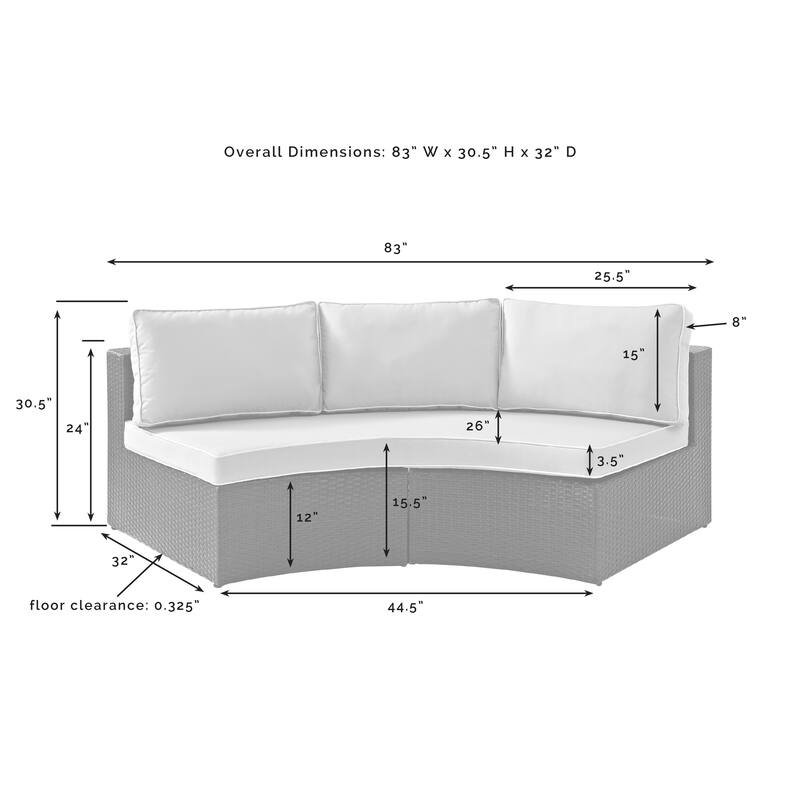 Catalina Wicker Round Sectional Sofa - 83 W x 32 D x 30.5 H