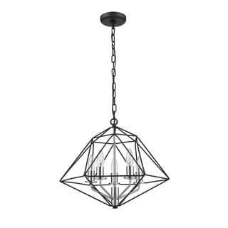 Geo 5 Light Chandelier in Matte Black + Chrome - Chandeliers For Bedrooms by Overstock.com