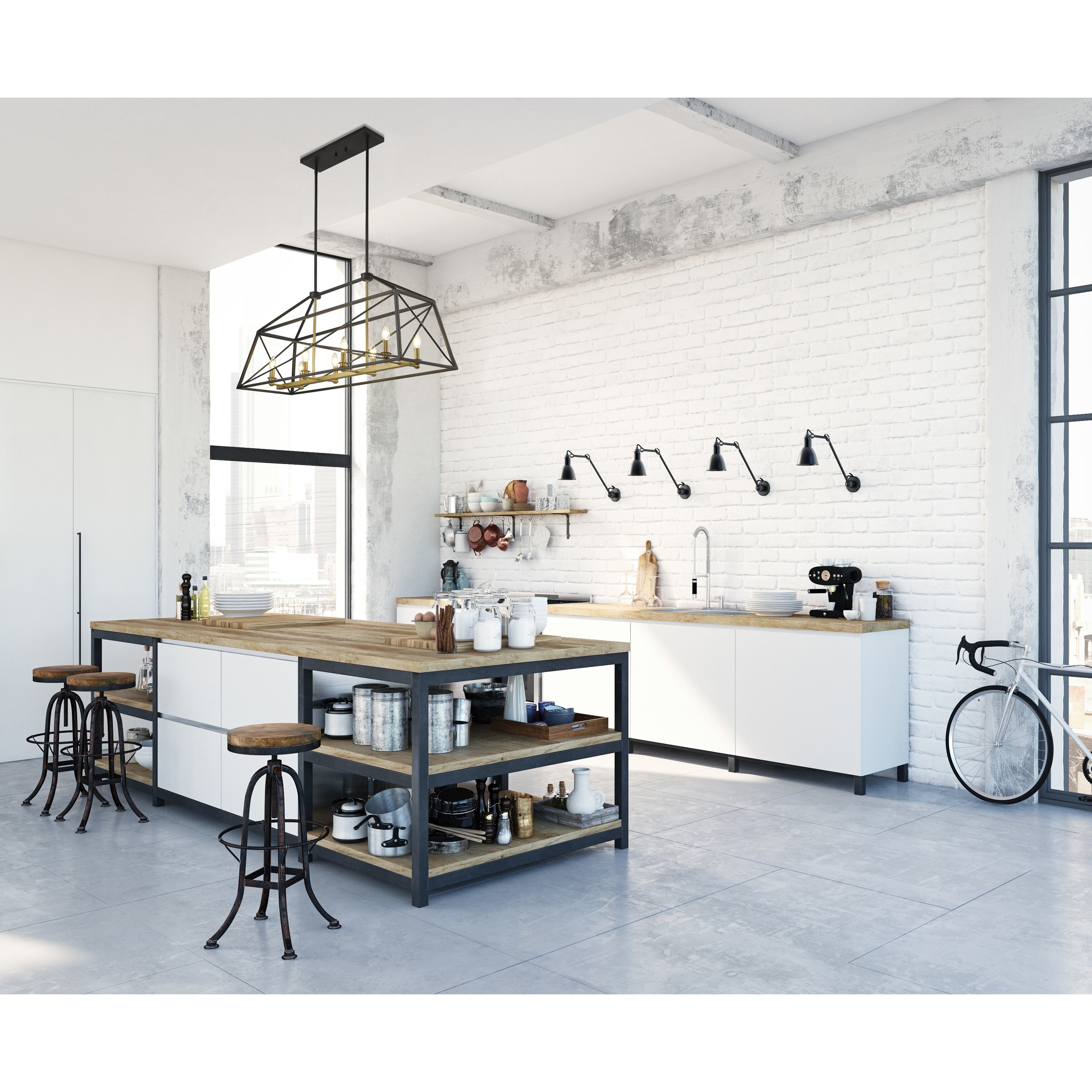 Trestle 8 Light Chandelier in Matte Black + Olde Brass - Chandeliers For Bedrooms by Overstock.com