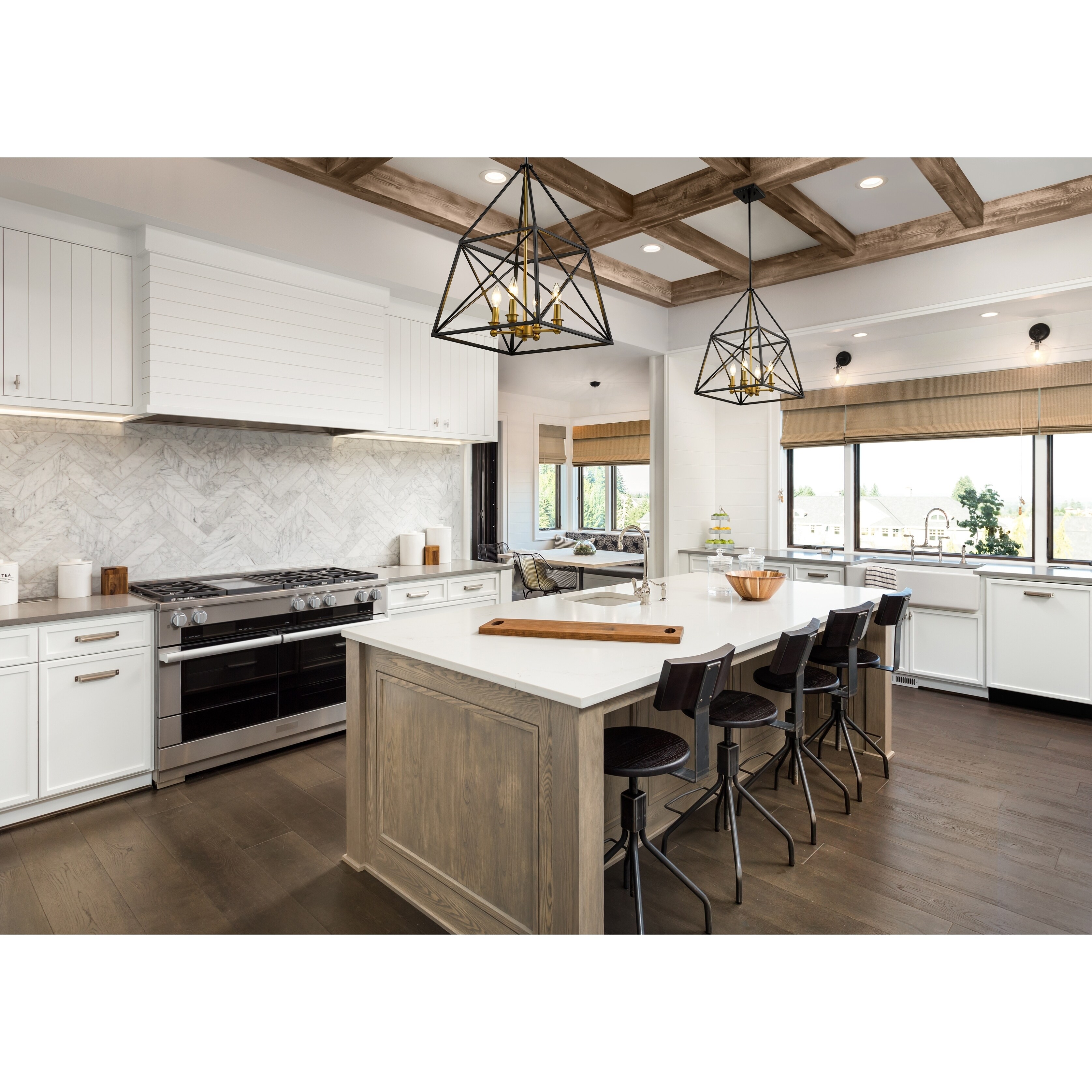 Trestle 4 Light Chandelier in Matte Black + Olde Brass - Chandeliers For Bedrooms by Overstock.com