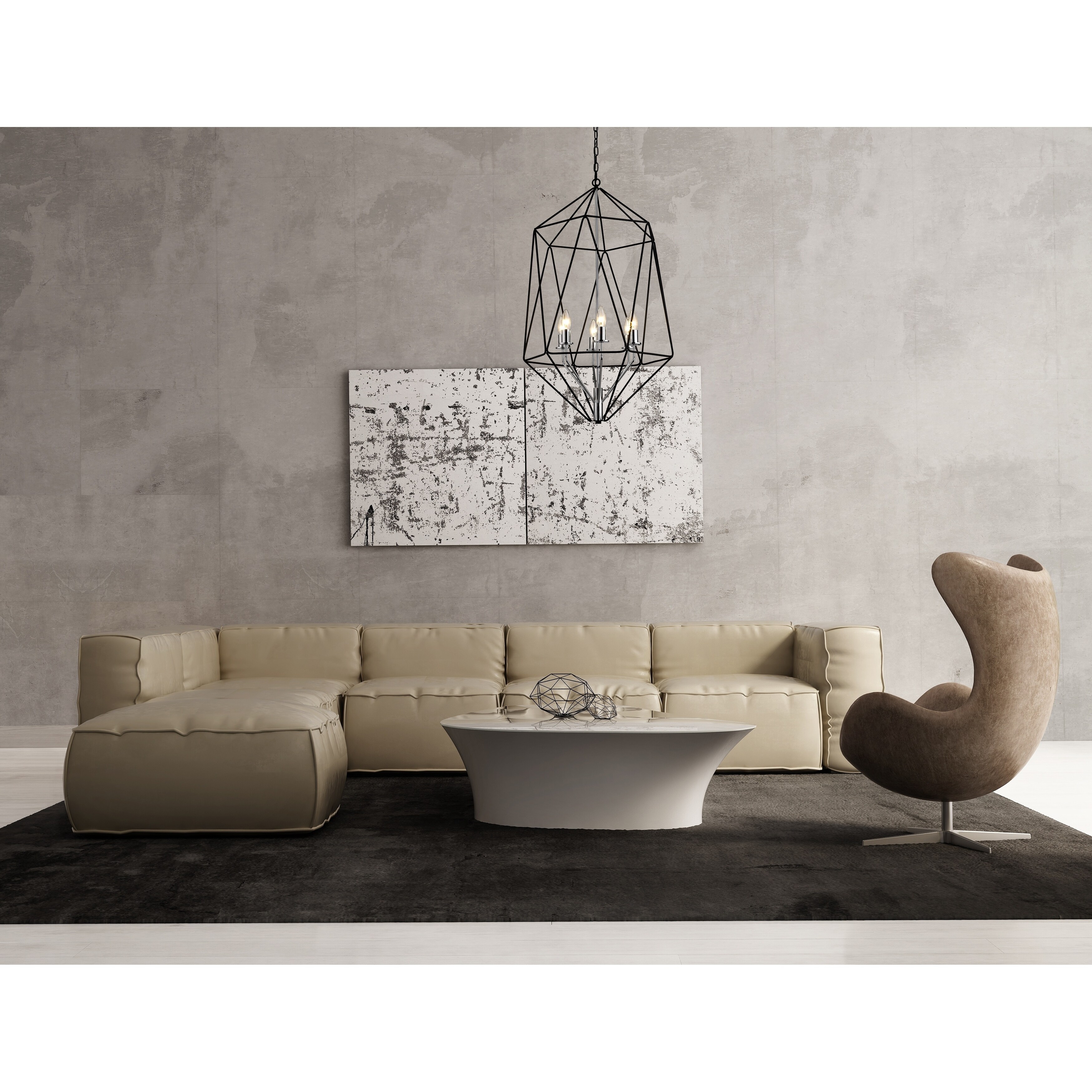 Geo 6 Light Chandelier in Matte Black + Chrome - Chandeliers For Bedrooms by Overstock.com