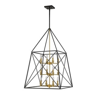 Trestle 12 Light Chandelier in Matte Black + Olde Brass - Chandeliers For Bedrooms by Overstock.com