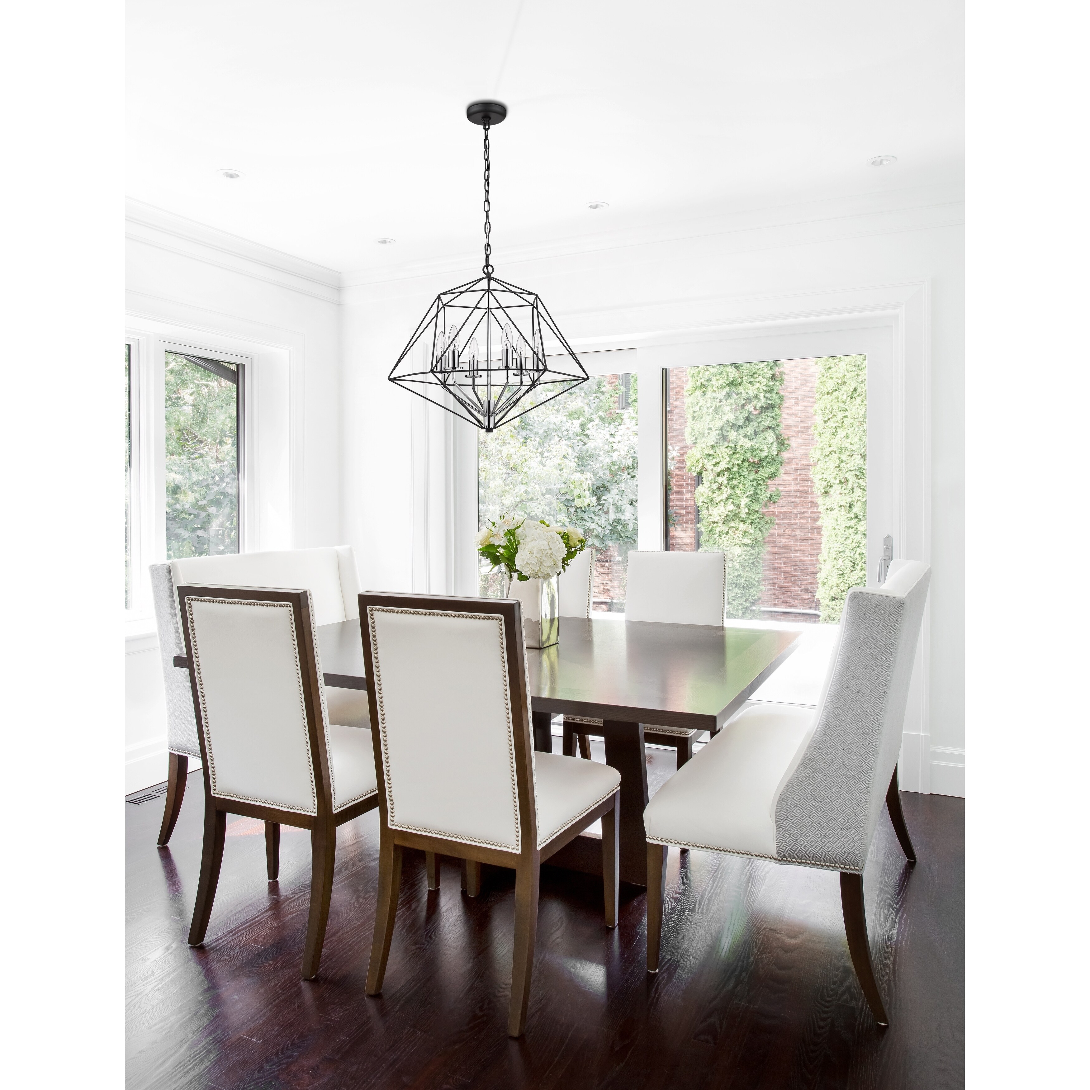 Geo 6 Light Chandelier in Matte Black + Chrome - Chandeliers For Bedrooms by Overstock.com
