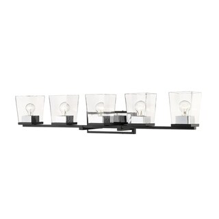Bleeker Street 5 Light Vanity in Matte Black Chrome