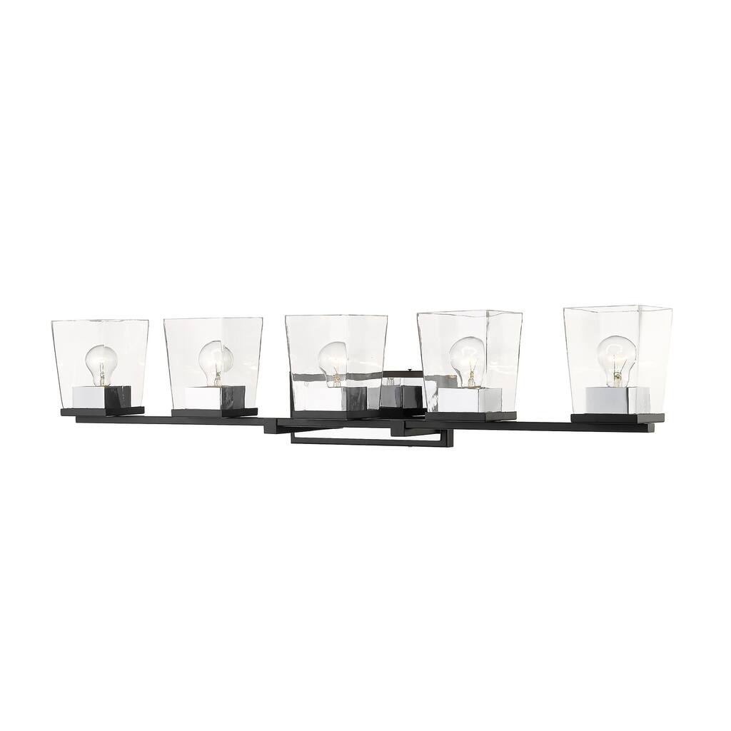Bleeker Street 5 Light Vanity in Matte Black Chrome