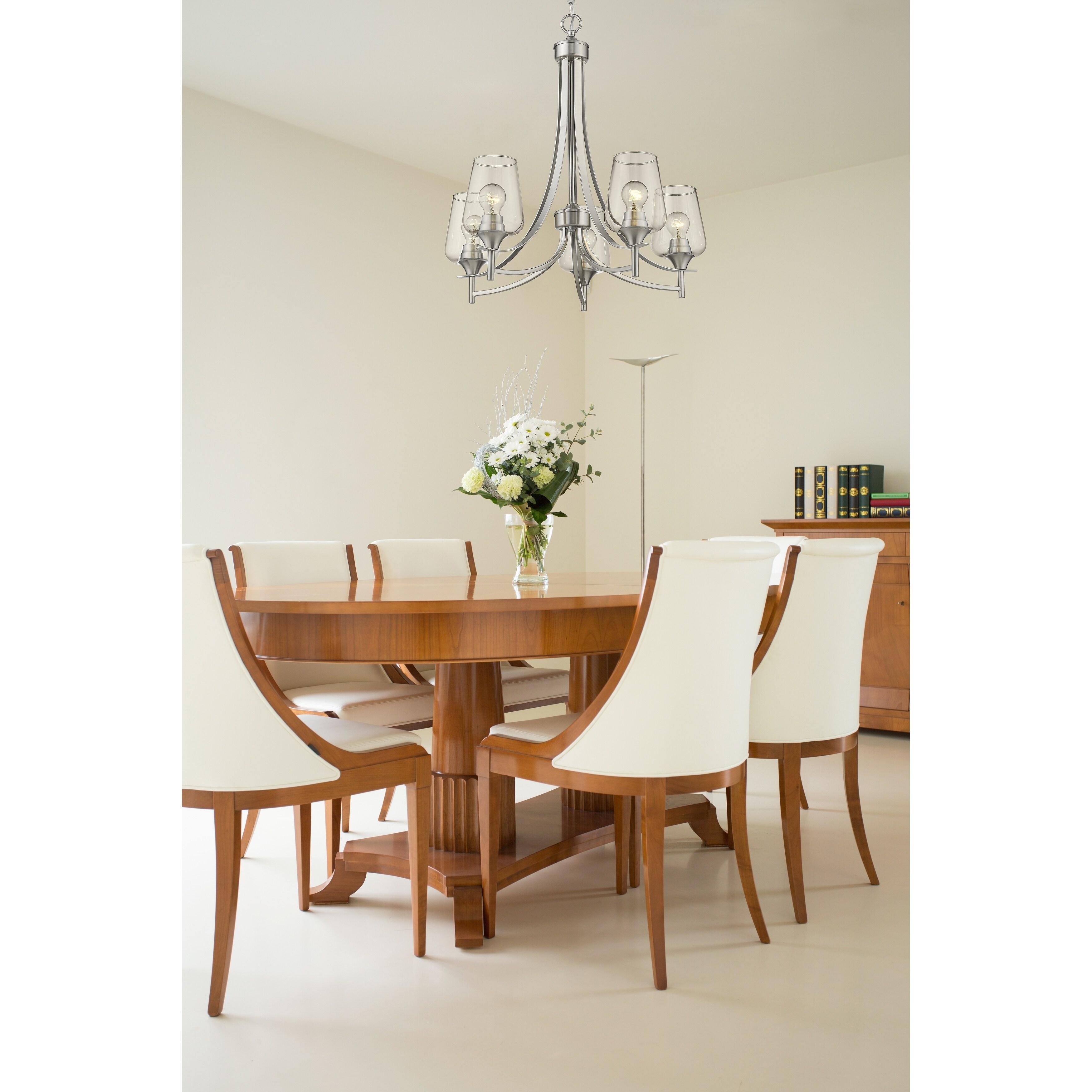 Joliet 5 Light Chandelier in Brushed Nickel - Chandeliers For Bedrooms by Overstock.com