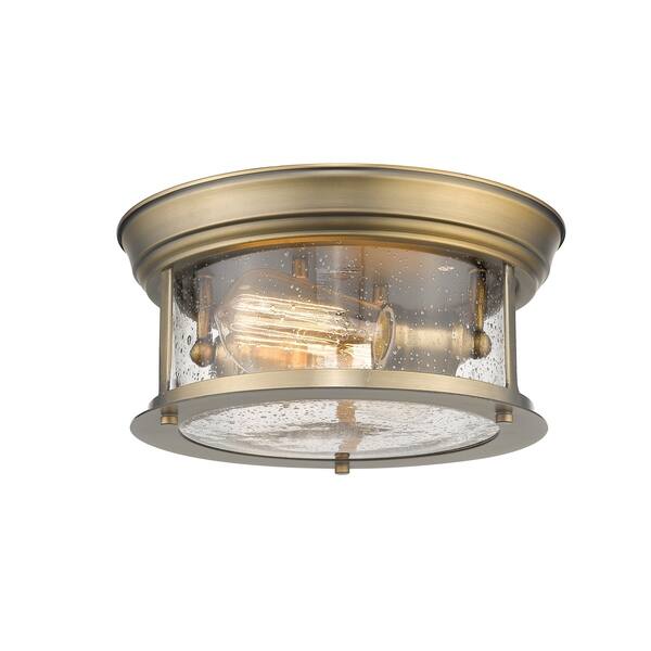 slide 2 of 4, Sonna 2 Light Flush Mount in Heritage Brass