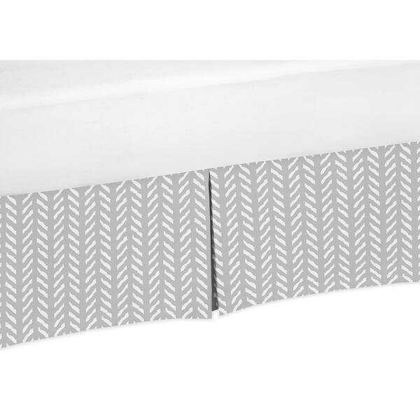slide 1 of 1, Sweet Jojo Designs Grey White Boho Herringbone Arrow Gray Woodland Forest Friends Unisex Boy or Girl Collection Crib Bed Skirt