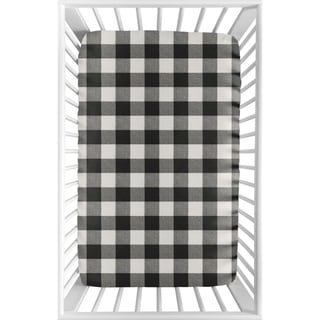 Sweet Jojo Designs Black Rustic Woodland Flannel Fitted Mini Portable Crib Sheet Buffalo Plaid Check (Not for Standard Crib)