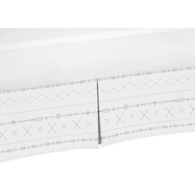 Sweet Jojo Designs Grey White Boho Tribal Herringbone Arrow Woodland Forest Friends Unisex Boy or Girl Collection Crib Bed Skirt
