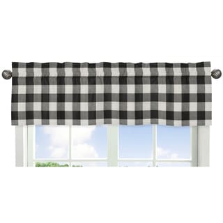 Sweet Jojo Designs Black and White Rustic Woodland Flannel Buffalo Plaid Check Collection Window Curtain Valance