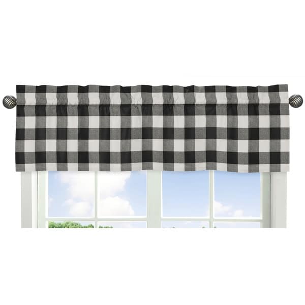 slide 1 of 1, Sweet Jojo Designs Black and White Rustic Woodland Flannel Buffalo Plaid Check Collection Window Curtain Valance