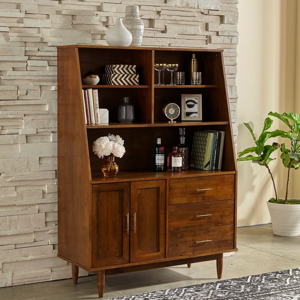 Lifestorey Danish Mid-Century Modern Autumn Oak Highboy Buffet