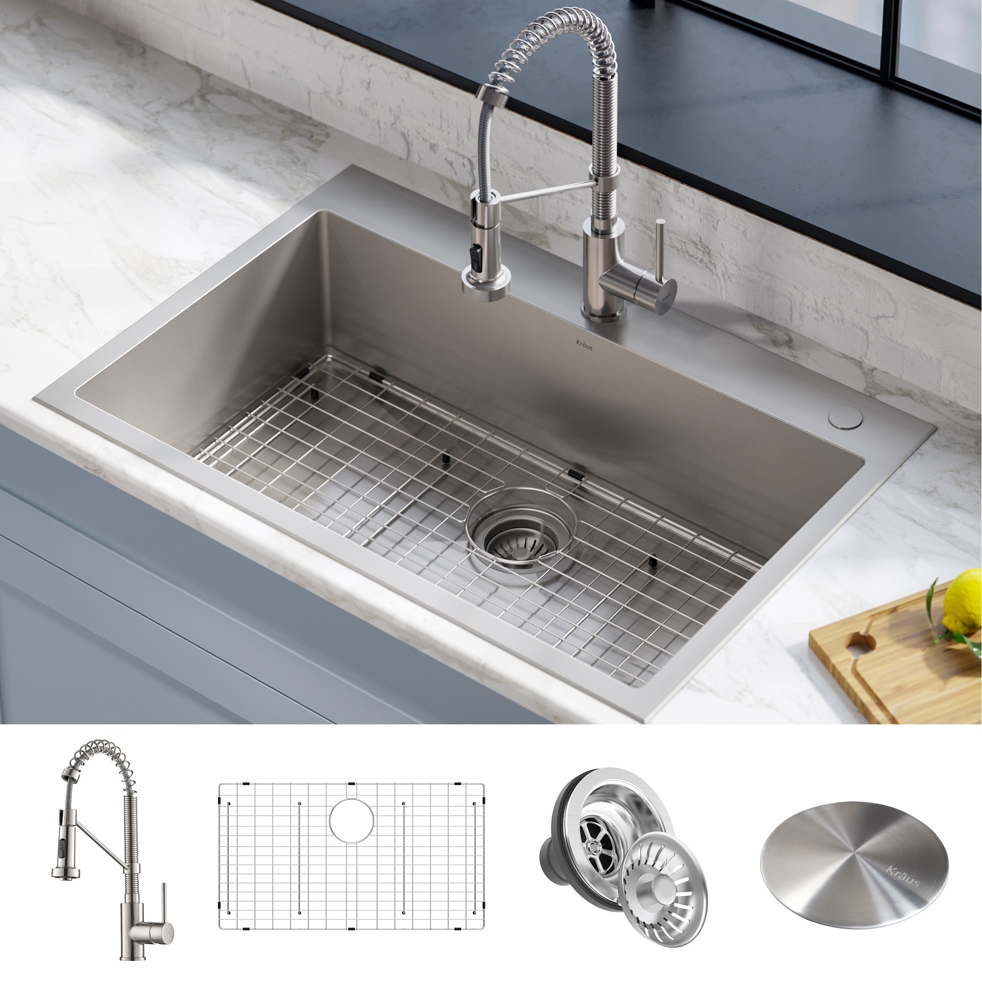 Kraus Stark 33 Undermount Drop In Kitchen Sink Pulldown Kraus Stark 33 Undermount Drop In Kitchen Sink Pulldown