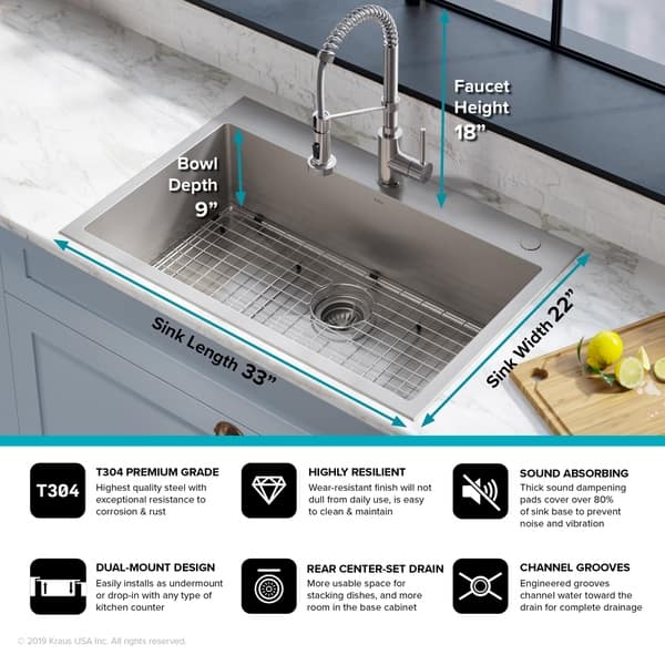 Shop Kraus Stark 33 Undermount Drop In Kitchen Sink Pulldown