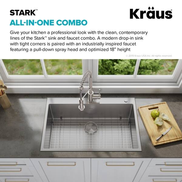 Shop Kraus Stark 33 Undermount Drop In Kitchen Sink Pulldown