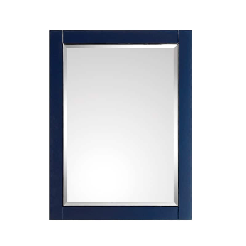 Avanity Mason 24 in. Wall Mounted Mirror with Brushed Silver Trim - 24"W x 32"H - Navy Blue