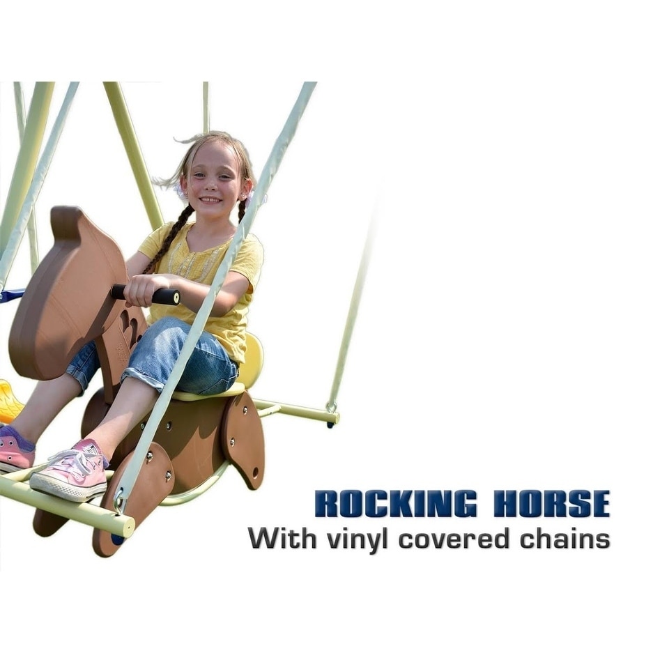swing set with rocking horse