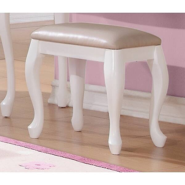 Shop Seraphina White And Pink Vanity Stool With Cabriole Legs On Sale Overstock 28630313