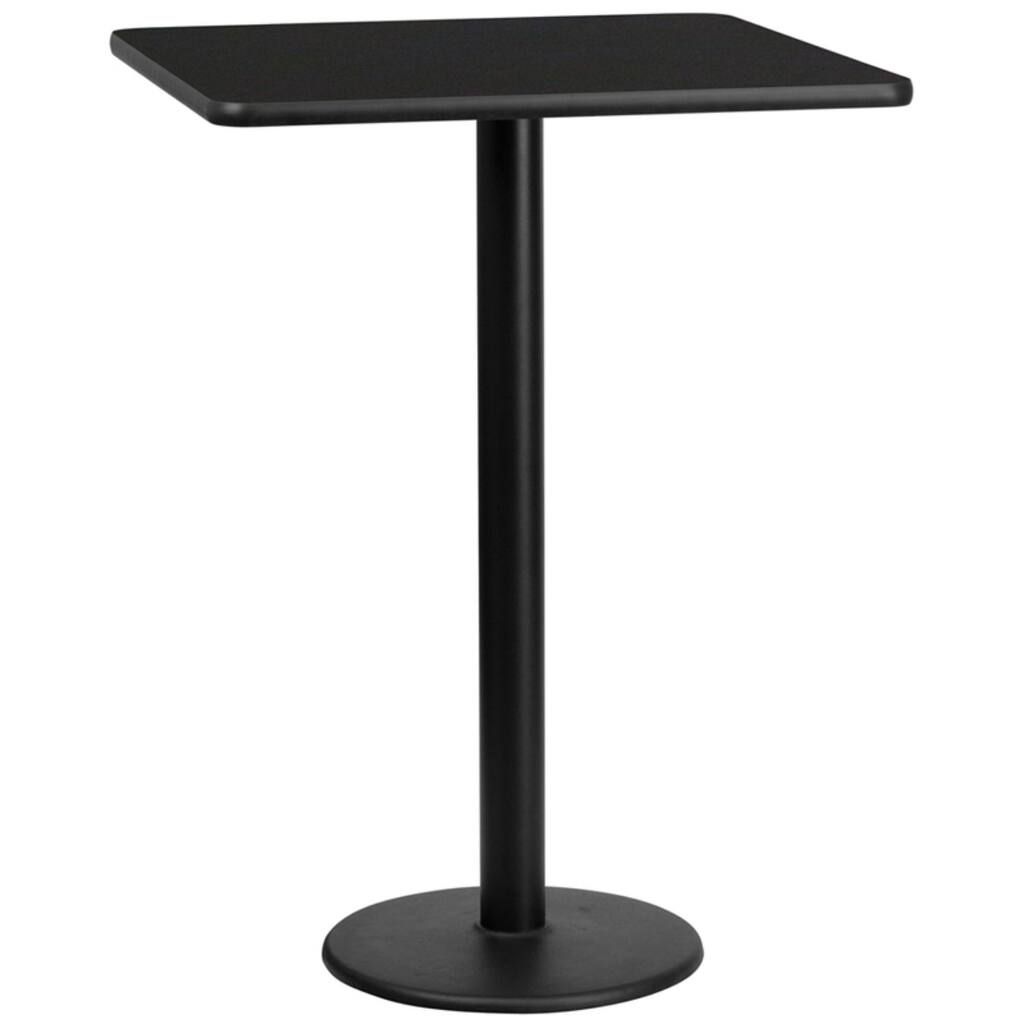 Offex 30" Square Black Laminate Table Top with 18" Round Bar Height Table Base - N/A