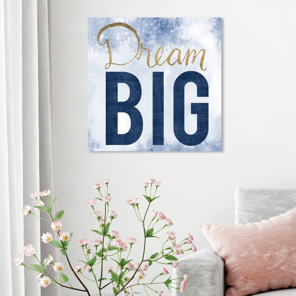 Oliver Gal 'Live Bigger Blue' Typography and Quotes Wall Art Canvas Print - Blue