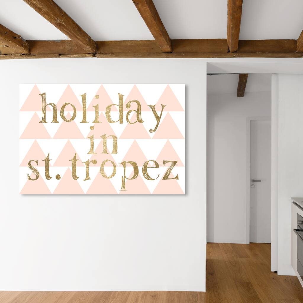 Oliver Gal 'Vacation Time' Typography and Quotes Wall Art Canvas Print - Gold, Pink