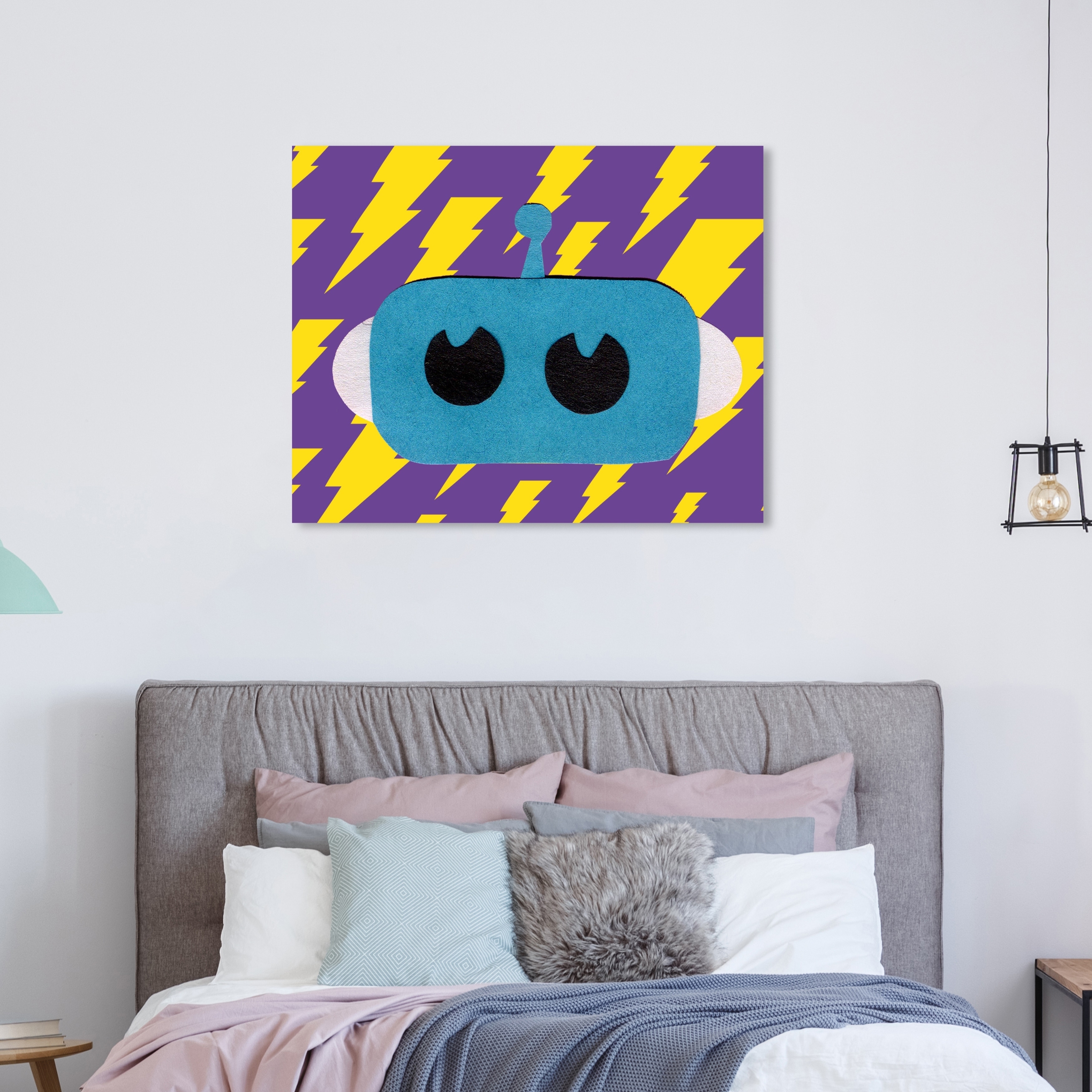 Oliver Gal Electric Robot Head I Fantasy And Sci Fi Wall Art Canvas Print Purple Blue