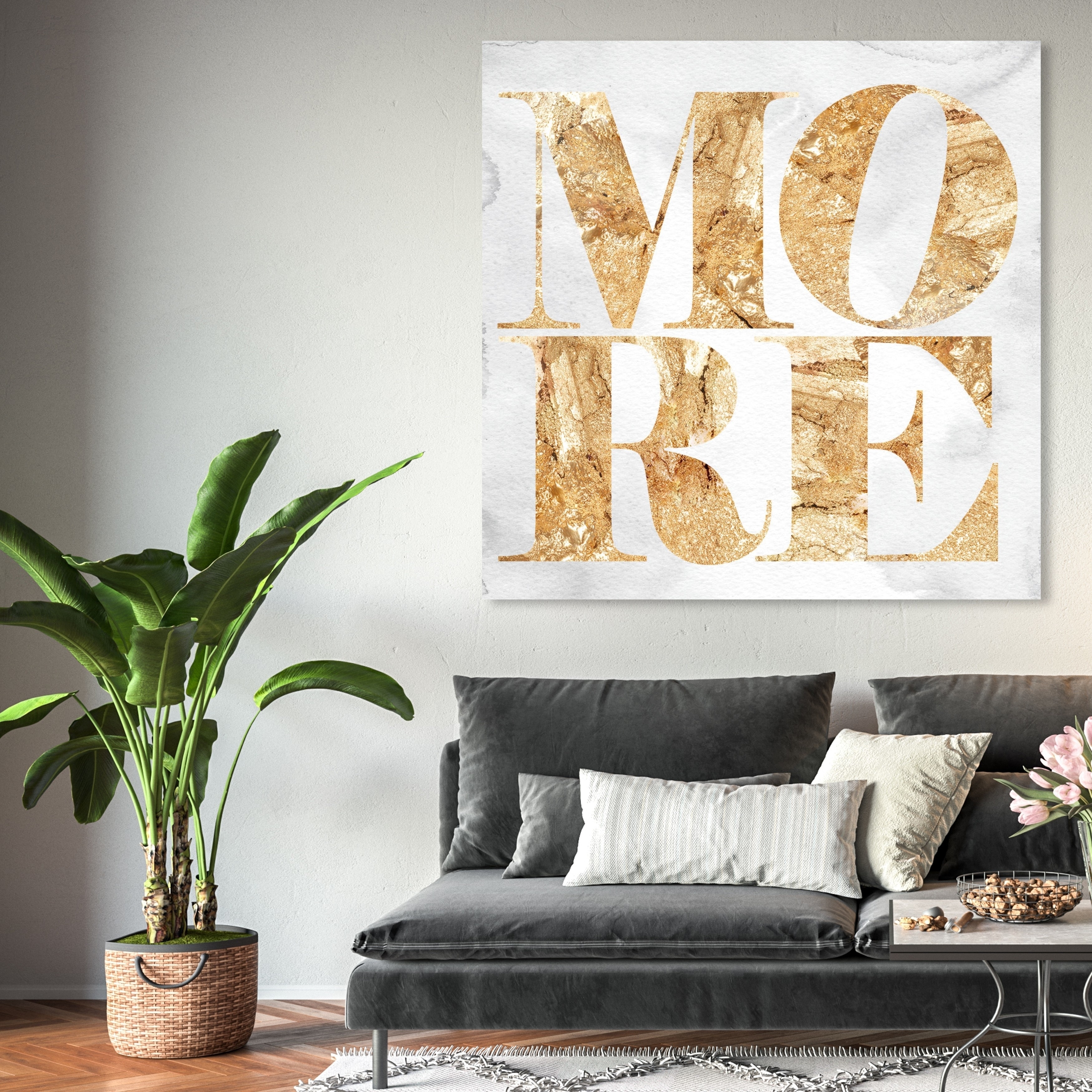 Oliver Gal 'More Love Miami' Typography and Quotes Wall Art Canvas Print -  Gold, White - Bed Bath & Beyond - 28633513