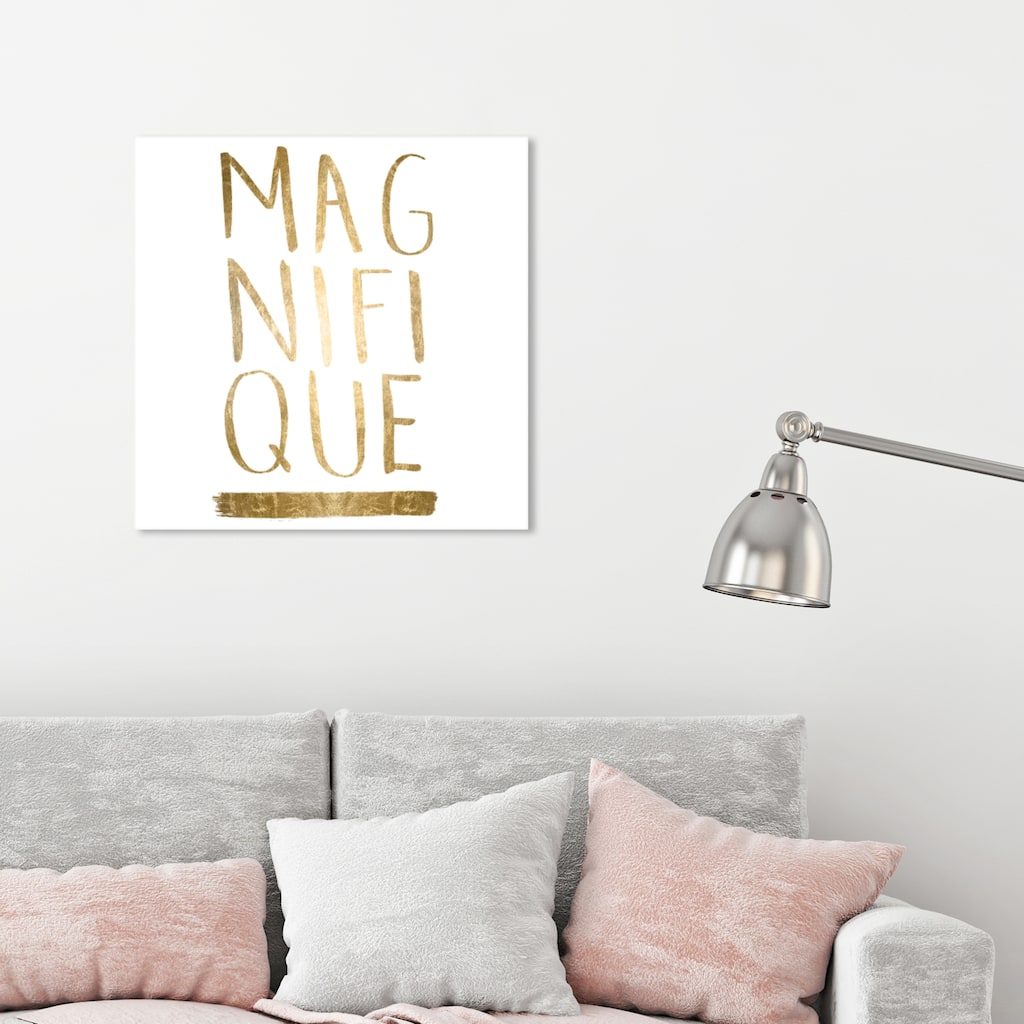 Oliver Gal 'Magnifique Rose' Typography and Quotes Wall Art Canvas Print - Gold, White