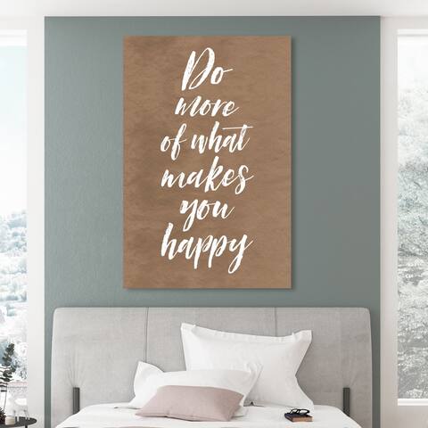 Oliver Gal 'Makes You Happy' Typography and Quotes Wall Art Canvas Print - Brown, White