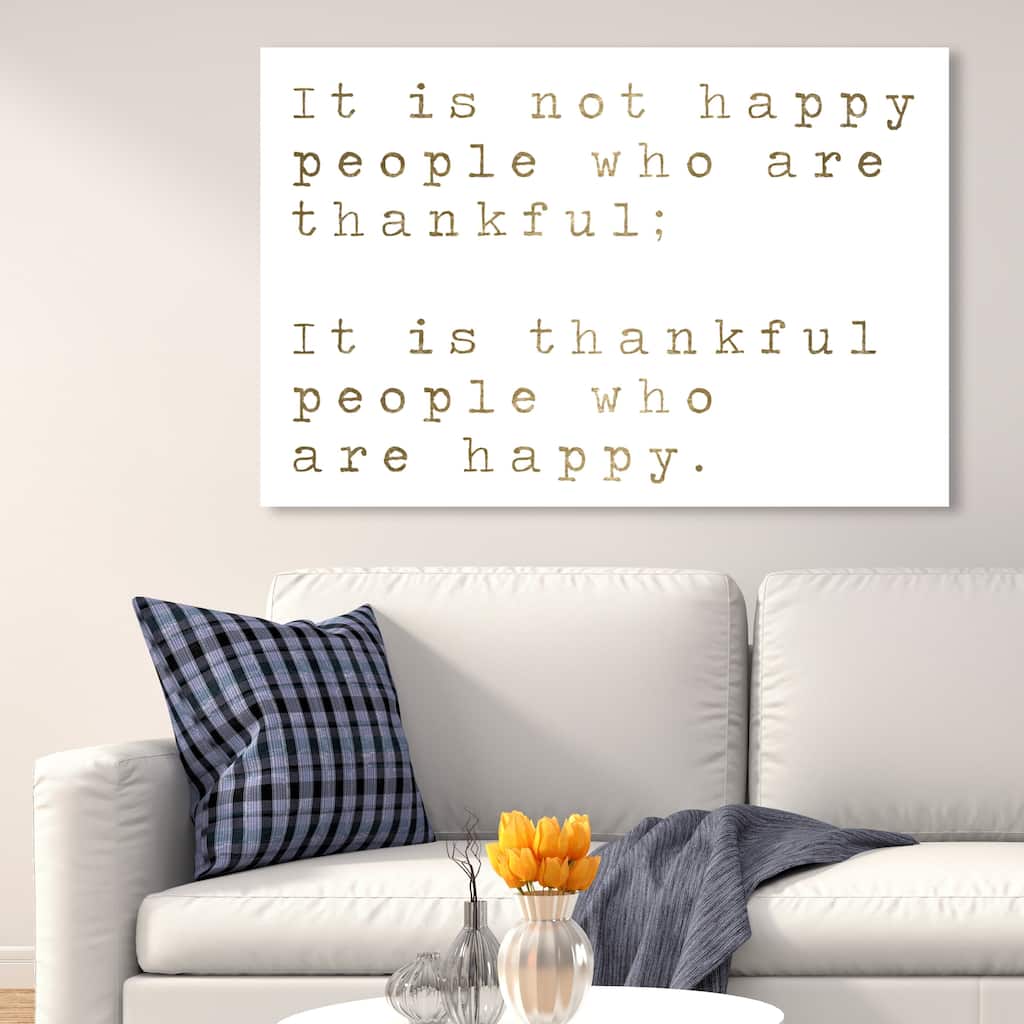 Oliver Gal 'Happy People GOLD' Typography and Quotes Wall Art Canvas Print - Gold, White