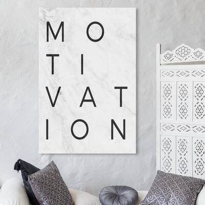 Oliver Gal 'Motivation Minimalist Marble Paper' Typography and Quotes Wall Art Canvas Print - Black, White