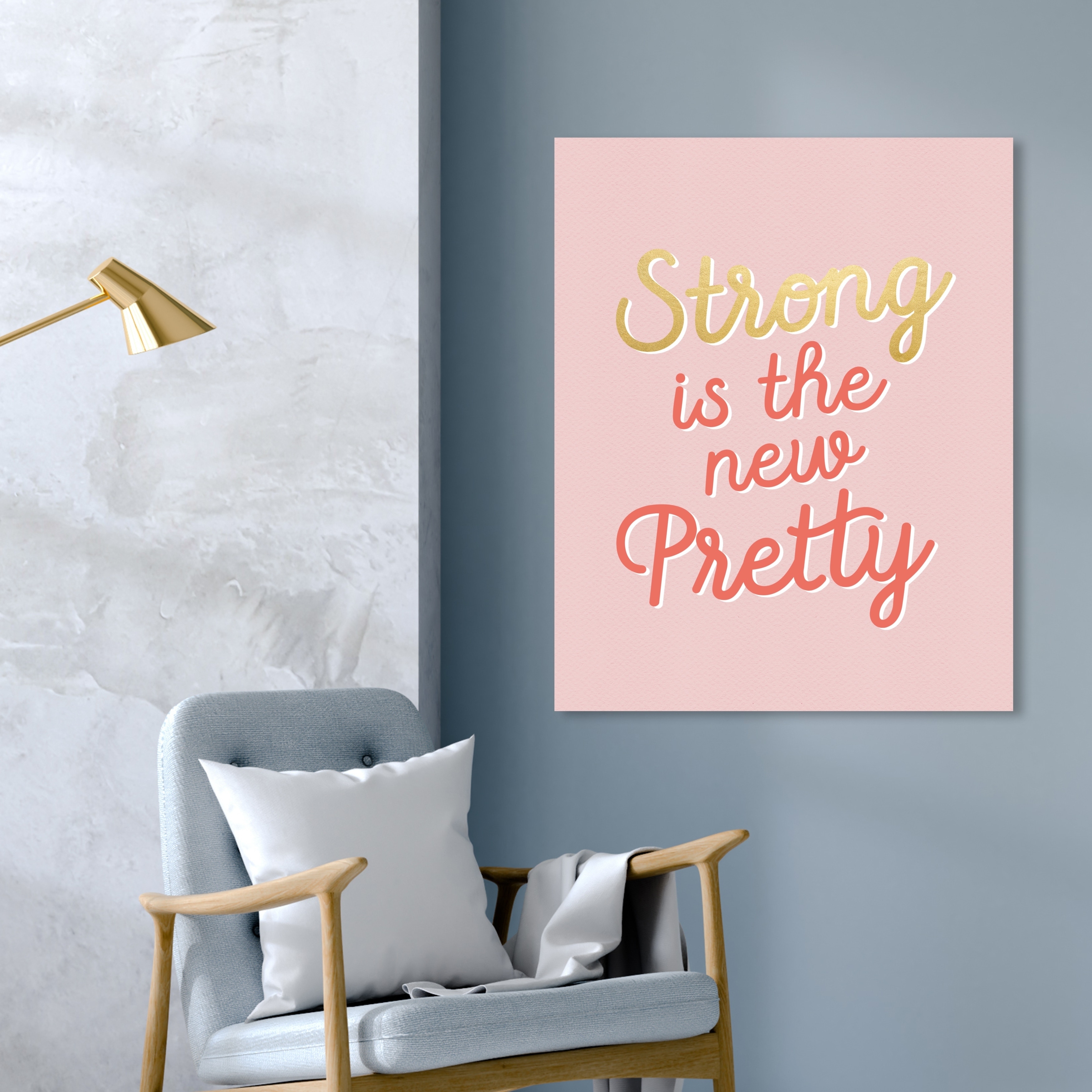 Shop Oliver Gal Strong Is Pretty Typography And Quotes Wall Art Canvas Print Pink Gold Overstock 28633804