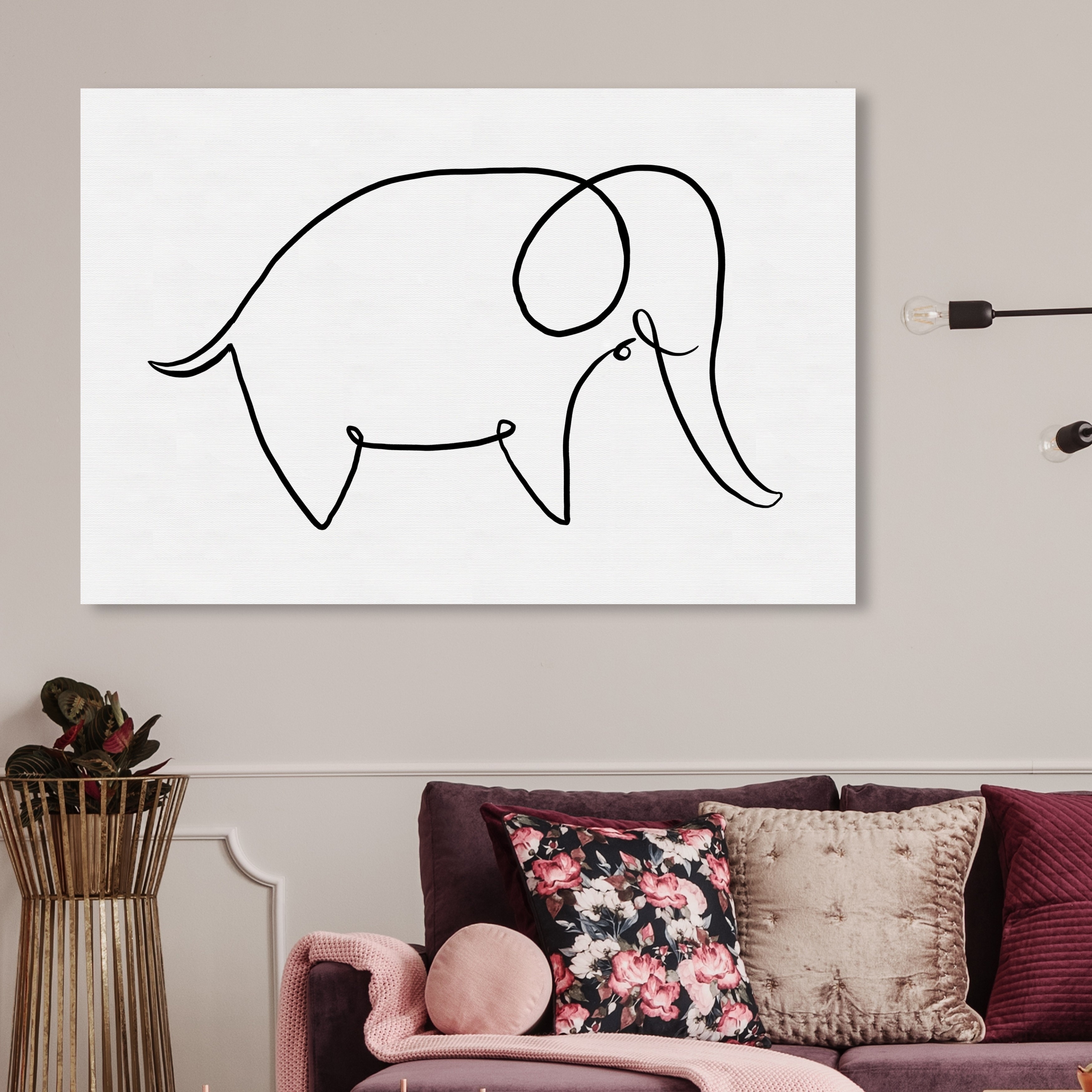 Shop Oliver Gal Elephant Outline Simple Animals Wall Art Canvas Print Black White Overstock 28633852