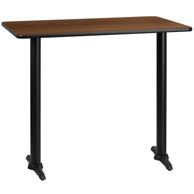 Offex 30" X 48" Rectangular Walnut Laminate Table Top With 5" X 22" Bar Height Table Bases - N/A