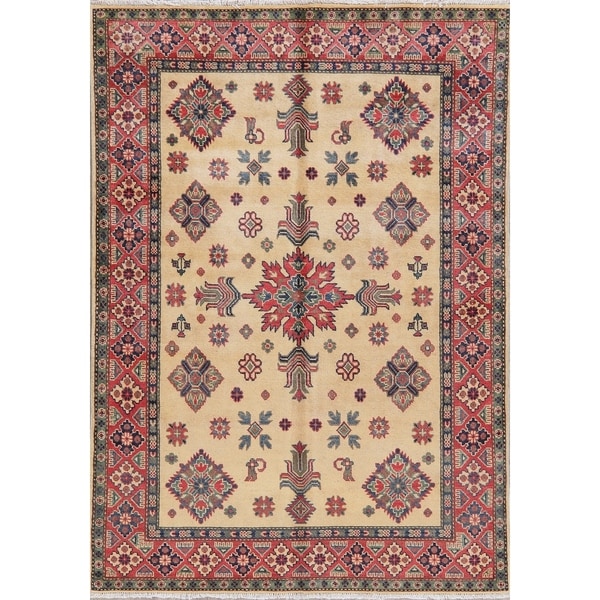 Pakistani Kazak Oriental Hand-Knotted Wool Traditional Area Rug - 7'0" x 4'11"
