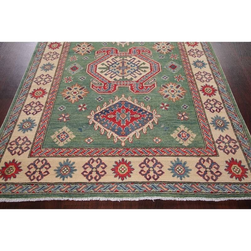 Kazak Oriental Traditional Pakistani Hand-Knotted Wool Runner Rug - 19'9" x 5'2" Runner