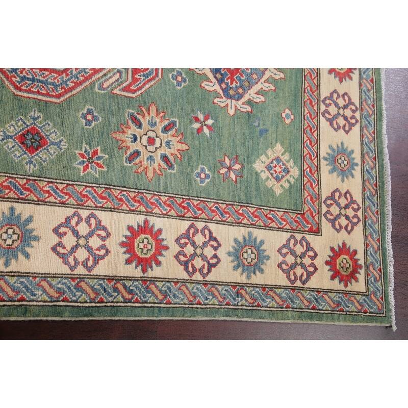 Kazak Oriental Traditional Pakistani Hand-Knotted Wool Runner Rug - 19'9" x 5'2" Runner