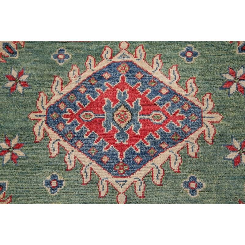 Kazak Oriental Traditional Pakistani Hand-Knotted Wool Runner Rug - 19'9" x 5'2" Runner