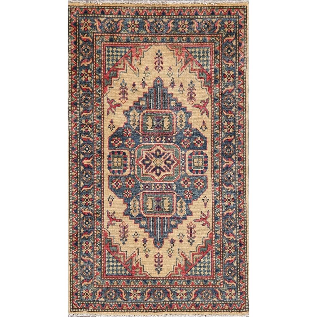 Wool Kazak Oriental Hand-Knotted Traditional Pakistani Area Rug - 5'1" x 3'0"