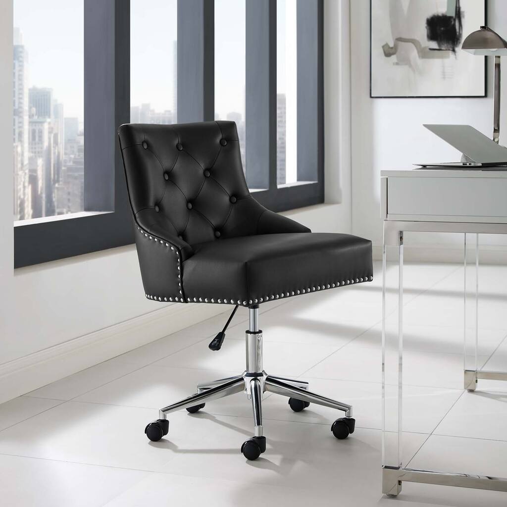 Carbon Loft Mullally Tufted Button Swivel Faux Leather Office Chair