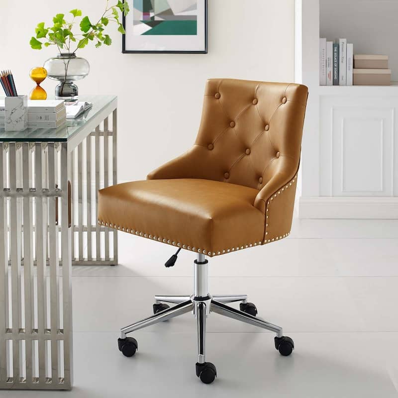Carbon Loft Mullally Tufted Button Swivel Faux Leather Office Chair