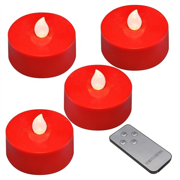 Red Battery Operated Extra Large Tea Lights- Set of 4