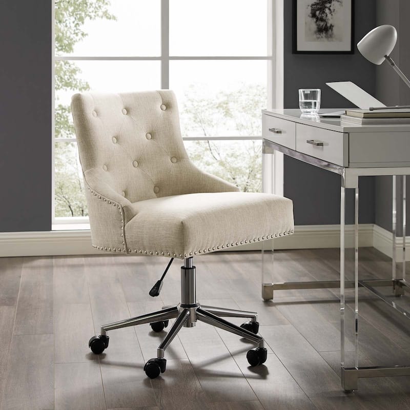 Carson Carrington Lagefors Tufted Swivel Upholstered Fabric Office Chair - Beige