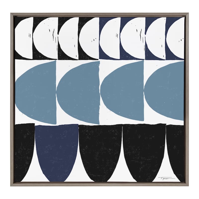 Kate and Laurel Sylvie Arches in Blue Framed Canvas by Statement Goods - 30x30 - Plastic - Grey