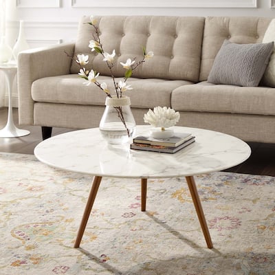 Carson Carrington Bata Round Artificial Marble Coffee Table