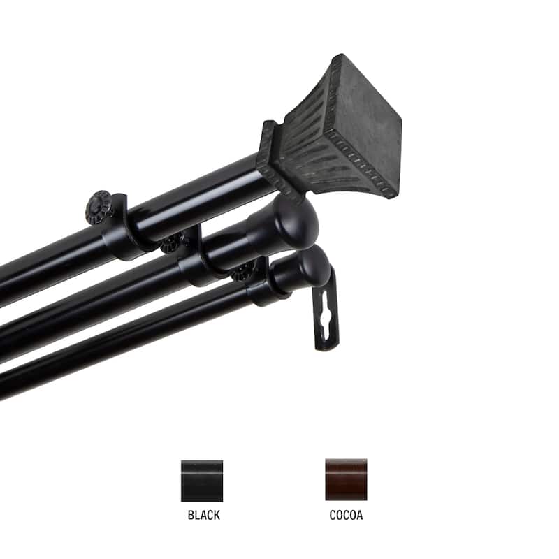 InStyleDesign Marlene Triple Curtain Rod 13/16 inch dia. - 28 to 48 inches - Black